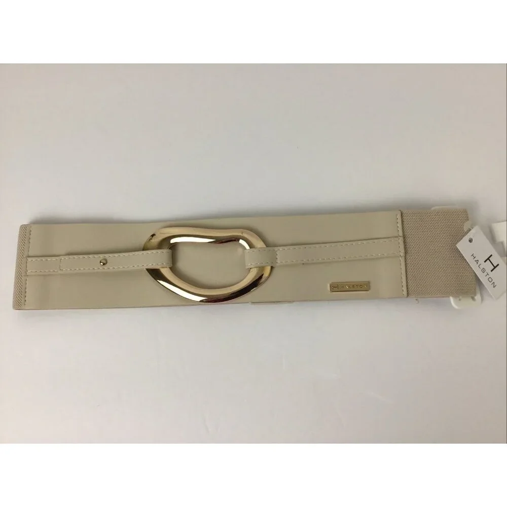 Halston Women’s Belt Vintage Stretch Cream Size M/L Preppy Retro Y2K